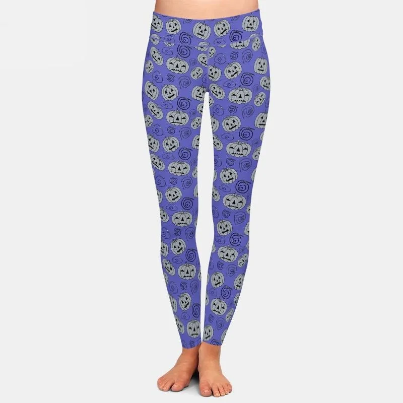 Ladies 3D Grey Pumpkins Printed Leggings