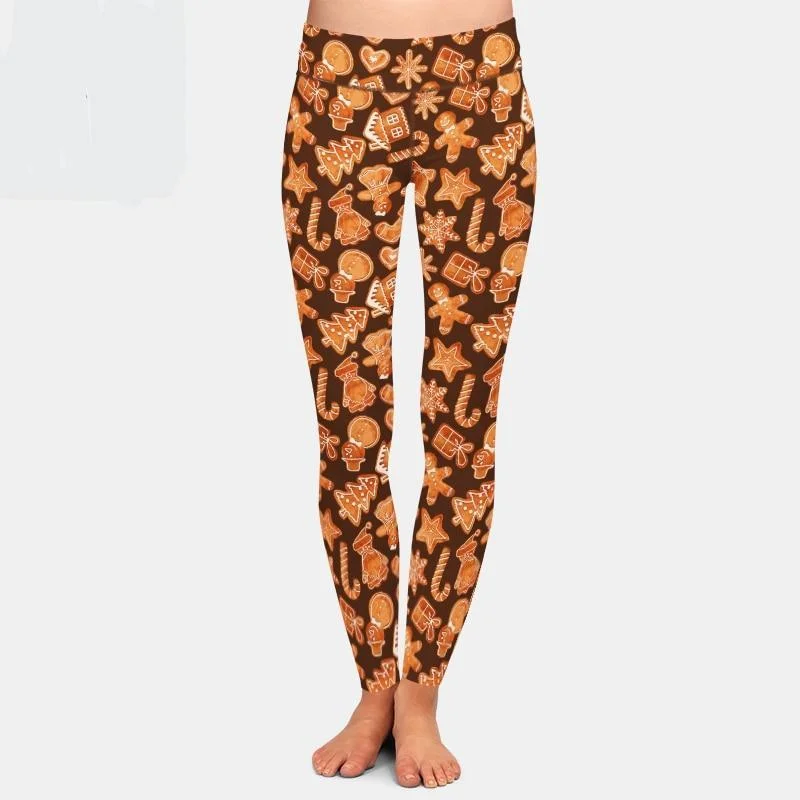 Ladies Christmas 3D Gingerbread Printed Leggings