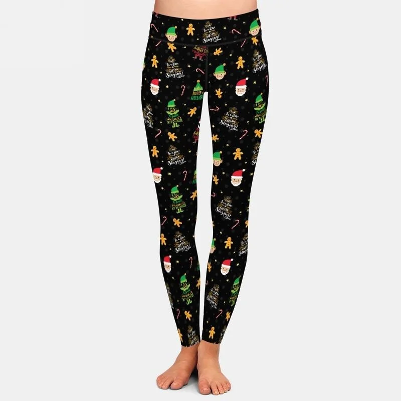 Ladies Christmas Elf Printed Leggings