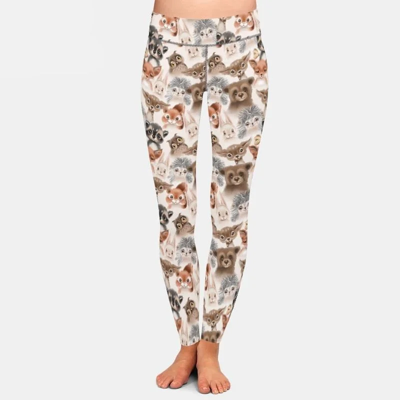 Ladies Cute Woodland Animals Printed Leggings