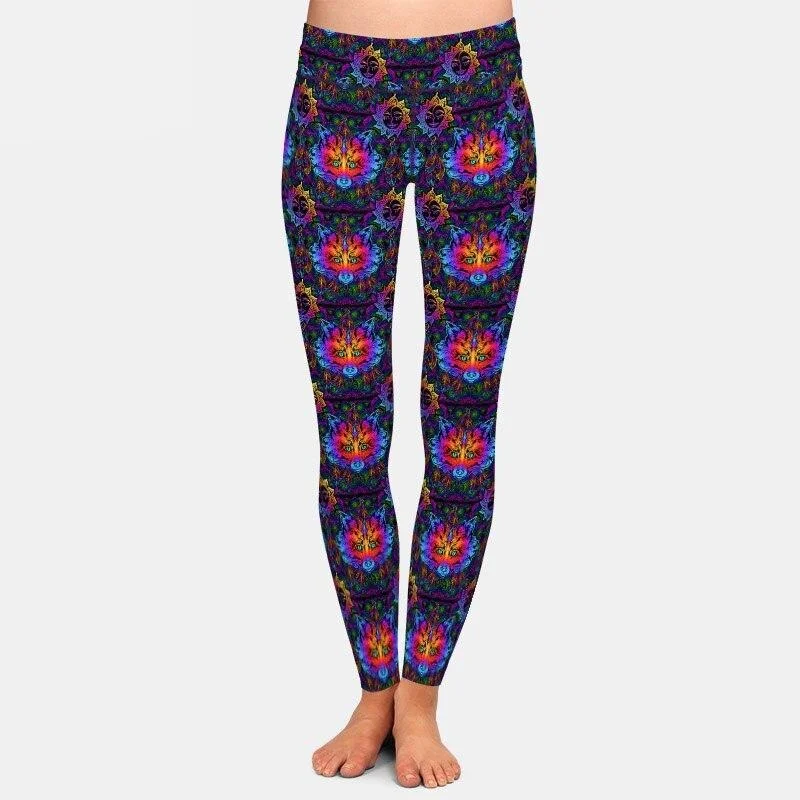 Ladies Fabulous Colourful 3D Fox Printed Leggings