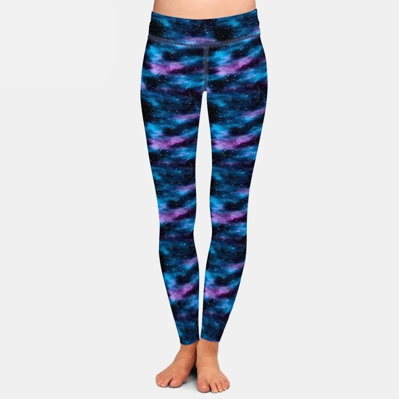 Ladies Milk Silk Beautiful Midnight Galaxy Printed Leggings