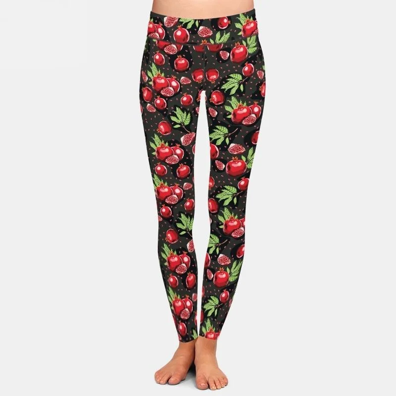 Ladies Pomegranate Printed Milk Silk Leggings