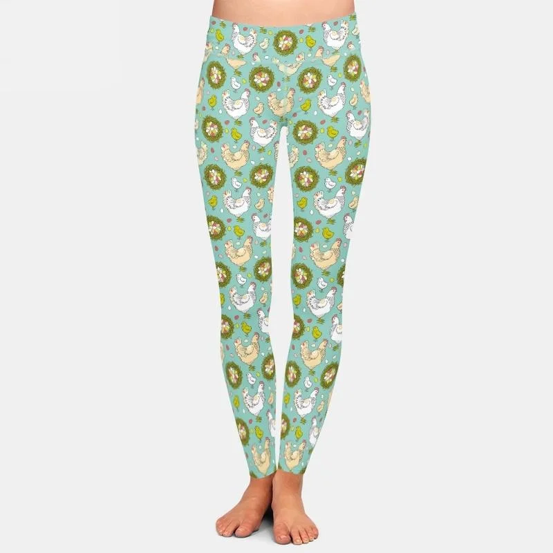 Ladies Soft 3D Easter & Chicken Printed Leggings