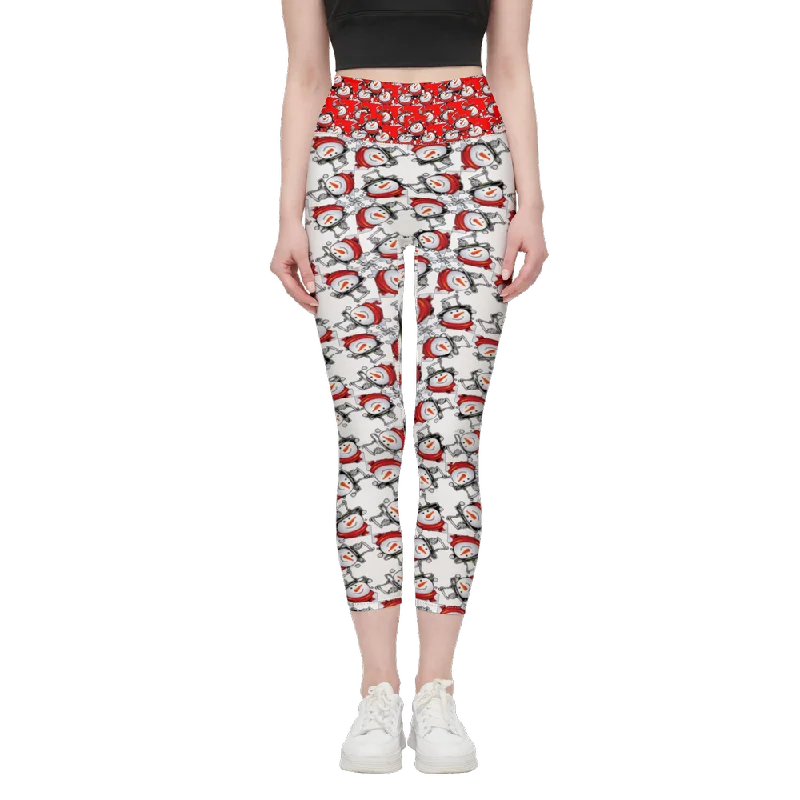 Snow Man's Delight Cloud-Like Women's High-Rise Christmas Leggings