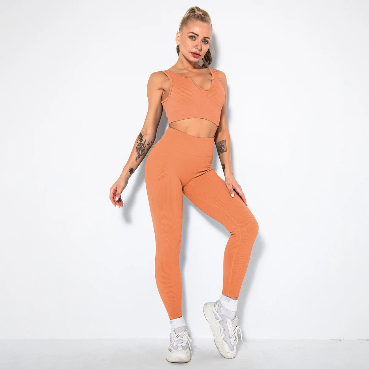 v-bra+Leggings-Yellow Orange