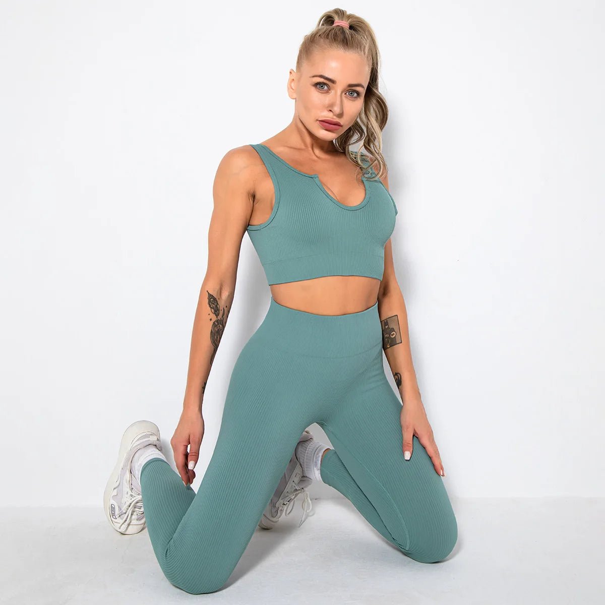 v-bra+Leggings-blue gray