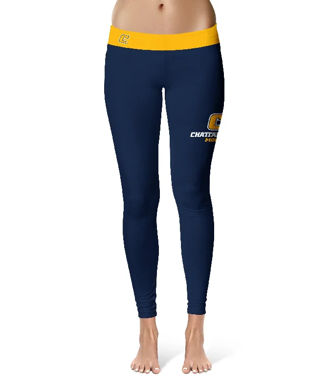 Tennessee Chattanooga MOCS Game Day Logo on Thigh Blue Yoga Leggings for Women by Vive La Fete