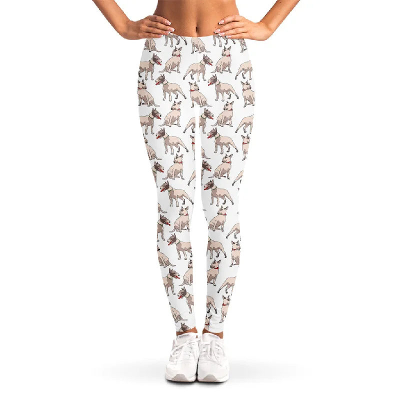 White Bull Terrier Pattern Print Women's Leggings