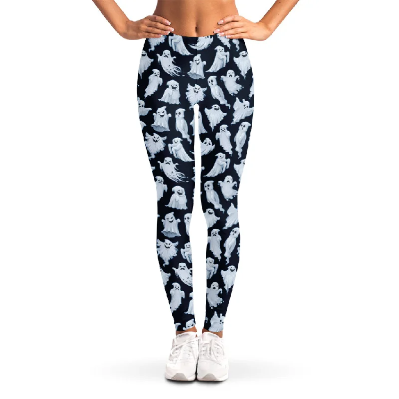 White Ghost Pattern Print Women's Leggings