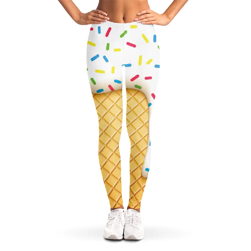 White Ice Cream Melted Print Women's Leggings