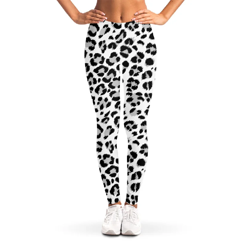 White Leopard Print Women's Leggings