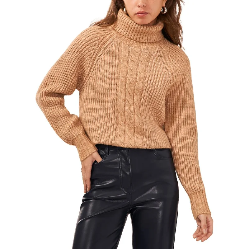 1.State Womens Knit Ribbed Trim Turtleneck Sweater