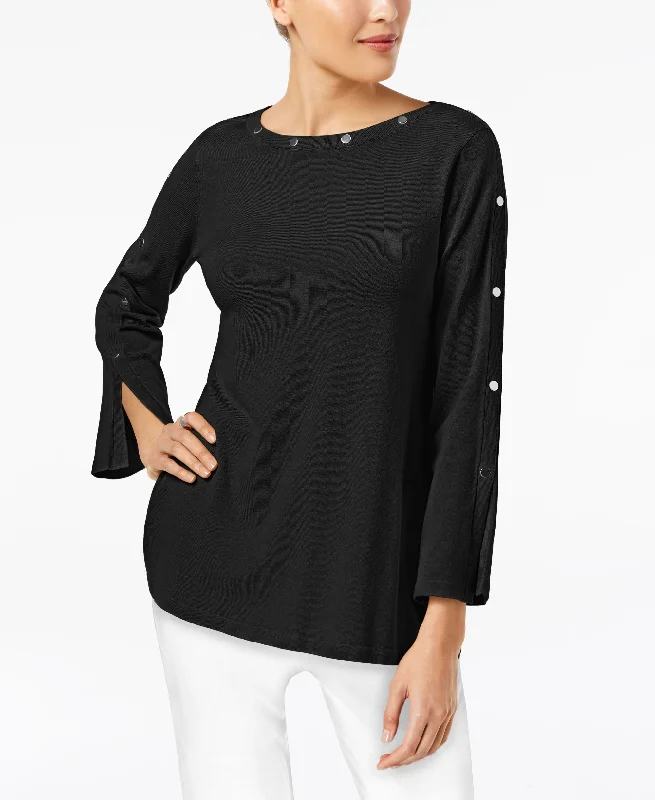 Alfani Petite Studded Long Sleeve Sweater