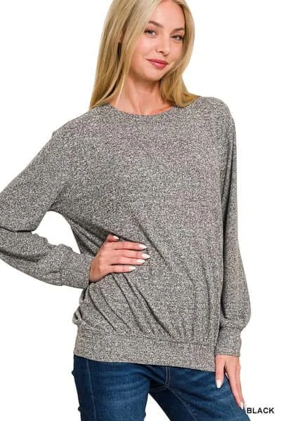 Black marbled melange sweater