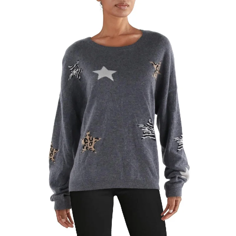 Chelsea & Theodore Womens Cashmere Printed Crewneck Sweater