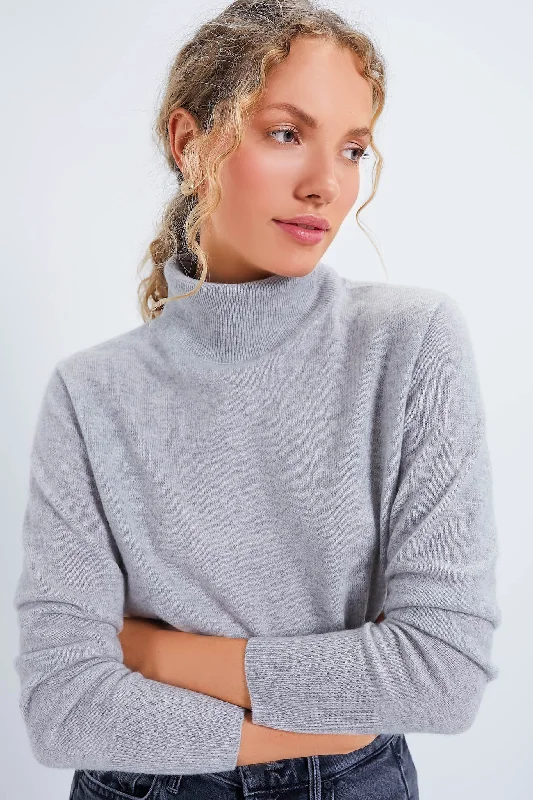 Gray Cashmere Turtleneck Sweater