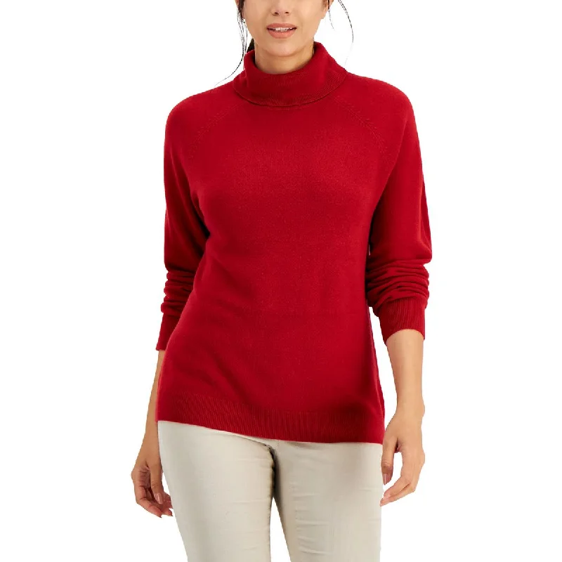 Karen Scott Womens Ribbed Trim Long Sleeve Turtleneck Sweater