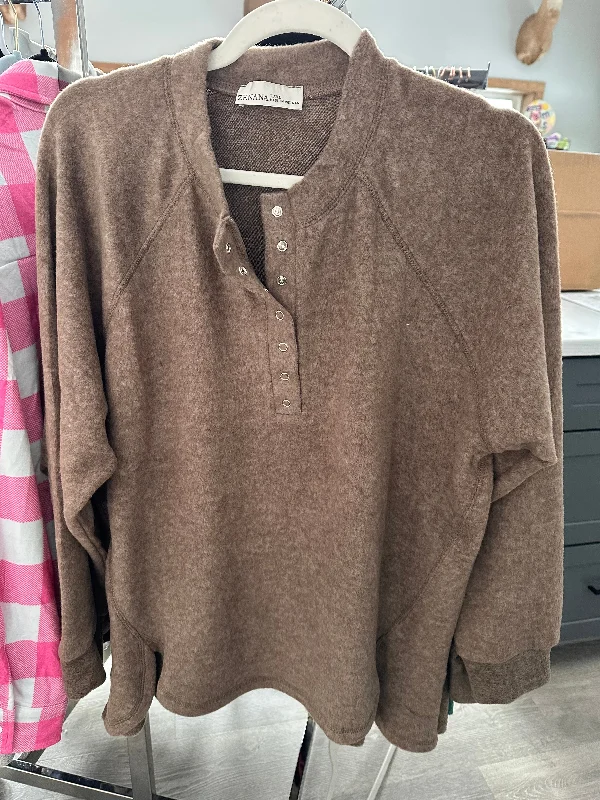 Mocha Melange Button Sweater