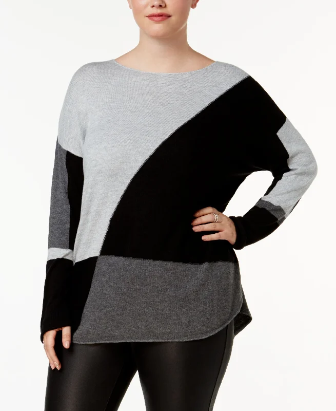 Plus Size Long Sleeve High Low Sweater