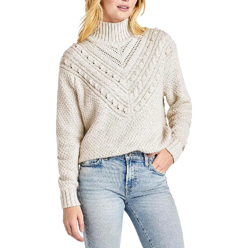 Splendid Womens Maggie Wool Blend Cable Knit Turtleneck Sweater