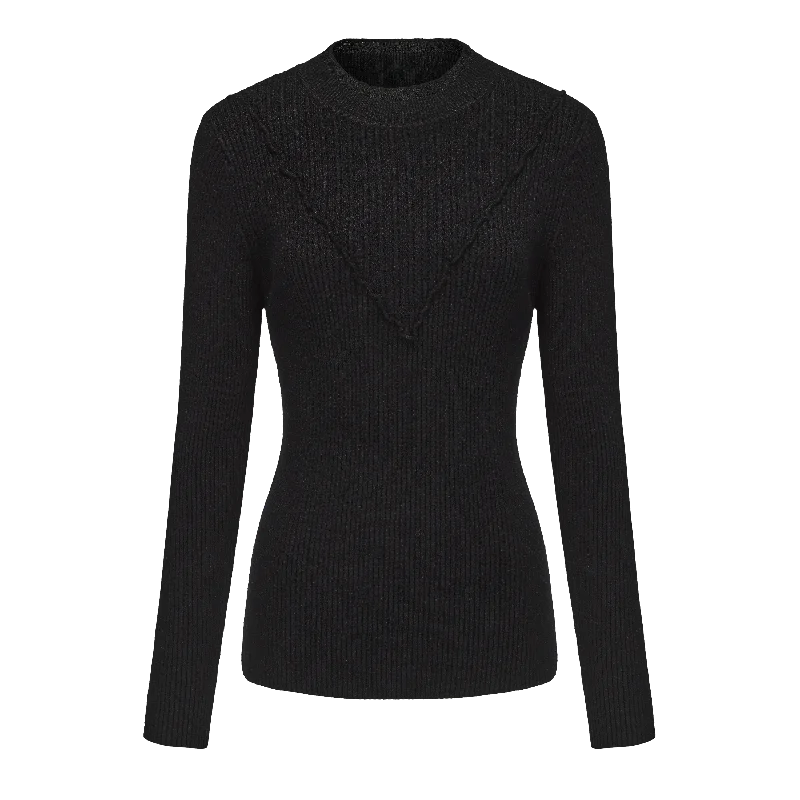 Women's Ruffled Collar Rib Knitted Sweater