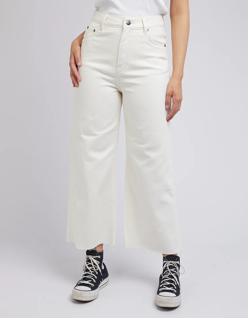 ALL ABOUT EVE Charlie High Rise Wide Leg Womens Jeans - Vintage White