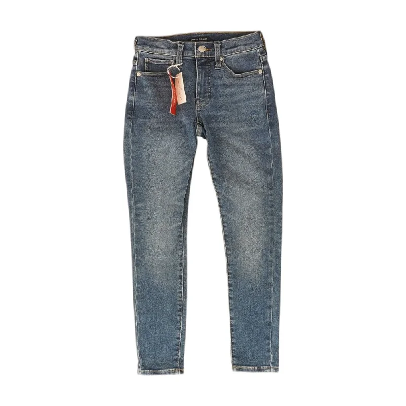 Blue Solid High Rise Skinny Leg Jeans