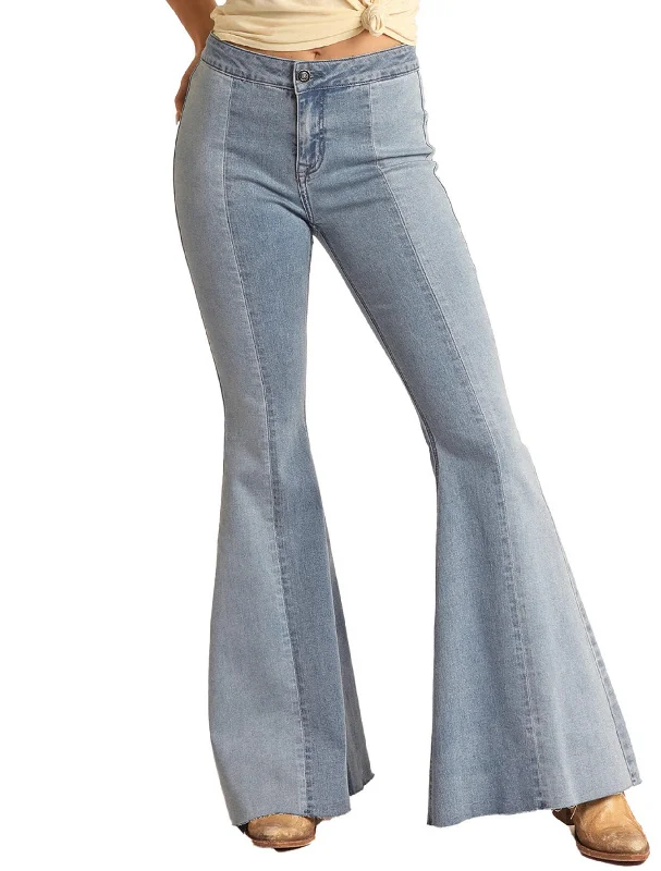 Rock & Roll Cowgirl Women's Two-Tone Bell Bottom Flare Jeans RRWD7PR1AP