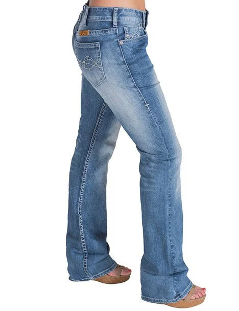 Cowgirl Tuff Womens Down Home Light Wash Cotton Blend Jeans