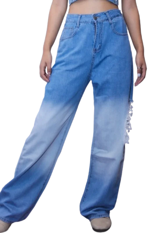 Double Tone Wash Wide Leg Jeans