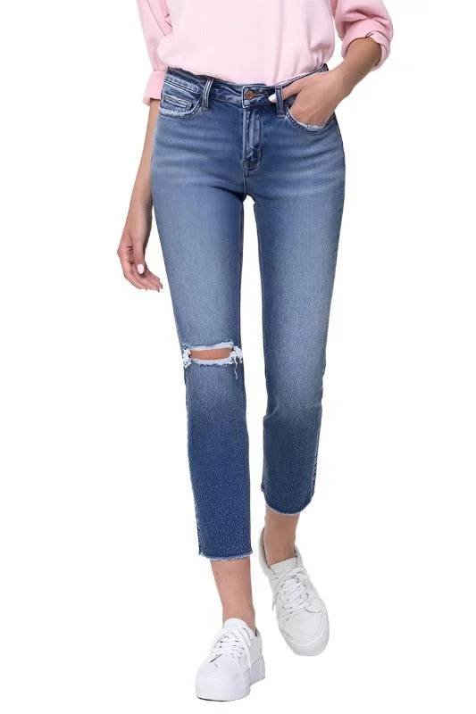 Mid-Rise Straight Crop Jeans