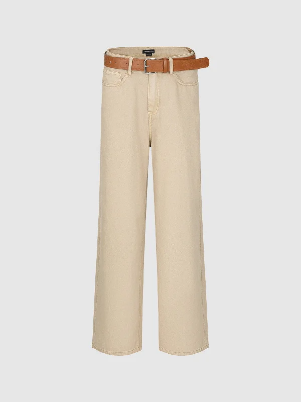 Wide-Leg Jeans With Belt